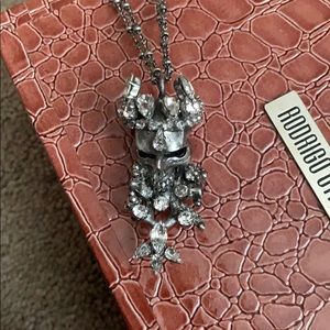 Rodrigo Otazu skull long silver necklace